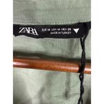 ZARA Long Sleeve Tunic Wrap Style Mini Dress Collard V Neck Button M Olive Green Photo 7