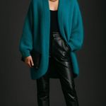 Vintage Teal Angora Blend Oversized Cardigan Open Front Knit Sweater Coat XL Blue Photo 1