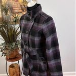 Say What? Say What Pea Coat Women L Blended Wool 3 Button Front Long Sleeve Plaid Belted Photo 2