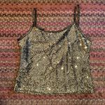 VTG GOLD SEQUIN SHIMMER DRESSY GLAM CAMI BLOUSE Size M Photo 1