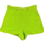 ZARA Lime Green High-Waisted Textured Shorts M Photo 1