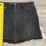 We The Free Black Denim Zip Up Front Mini Skirt Bottom Fringe Size 25 Photo 4