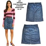 7 For All Mankind 2000's vintage "A" Pocket mid thigh denim jean skirt sz. 29" Photo 1