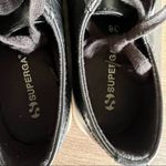Superga Faux Black Leather Fantasia Women's Lace Up Low Sneaker Size 7.5 Photo 5