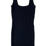 ZARA  Fitted Bodycon Cable Knit Square Neck Sweater Tank Mini Dress S Black Photo 10