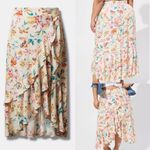 Torrid  Maxi Swiss Dot Ruffle Hi-Low Skirt Cream / Floral Women’s size 4X​​ Photo 3