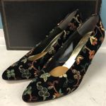 Vtg 80s Nando Muzi VELLUTO velvet embroidered gold thread pumps women’s size 7.5 Black Photo 0