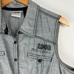 Harley Davidson  Y2K Button Down Shirt Vest Sz XL Grey Graphic Back Photo 8