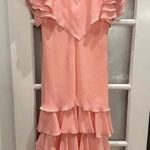 Vintage Justin David New York Romantic Whimsical Ruffle Gown Dress Size 10 Med Pink Photo 0