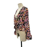 Free People Maybel Blouse In Black Pink Floral Print Size Small Photo 6