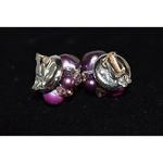 Chunky Chic Vintage Lavender/Purple Silver Tone Back Clip On Earrings 1930's Purple Photo 1