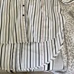 Unique spectrum  Monochrome‎ Striped Shirt XL White Black Cold Shoulder Button Up Photo 7