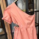 WAYF Maxi dress puff sleeve One Shoulder Cut Out Tiered midi Dress peach ruffles Photo 3