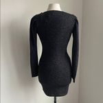 Know One Cares Metallic Bodycon Dress Womens Sz Medium Black Silver Long Sleeve Photo 4
