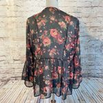 Torrid Babydoll Sheer Chiffon Lurex Crochet Detail Lace Up Blouse Bell Sleeve 0 Photo 6