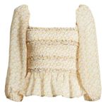 ASTR NWT THE LABEL Floral Smocked Peplum Top in Orange Purple Multi Sz. M Photo 5