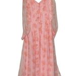 Handmade VINTAGE 70s Sheer Peach Chiffon Overlay Poet Sleeve Maxi Hostess Dress Photo 4