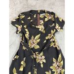 Vtg MOA Collection USA Black Floral Dress Size XS/S Midi Belted Summer Casual Photo 5
