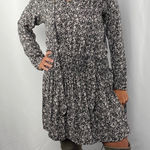Knot Sisters  Long Sleeve Floral V Neck Mini Dress in‎ Black Tan Size Medium Photo 0