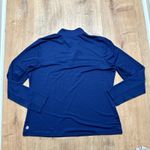 Gottex X by  | Navy Blue Long Sleeve Sheer Textured Quarter Zip Pullover, L Photo 2