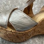 BORN Venetia Panna Cotta Metallic‎ Leather Cork Wedge Platform Sandals Size 6 Photo 6