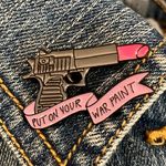 War paint lipstick gun enamel pin Multiple Photo 0