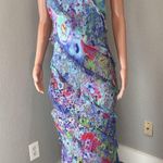 ZARA  Sz Large Ruffles rushed Romantic Boho Sexy Maxi Dress watercolor #72 Photo 0