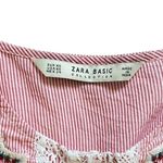 ZARA  Basic Women's Red Embroidered Blouse Sz XS 3/4Bell Sleeve Eyelet Boho Top Photo 4