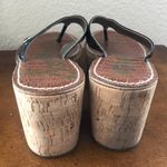 Sam Edelman  faux croc print Romy black cork wedge thong Sandals Women’s size 9.5 Photo 3