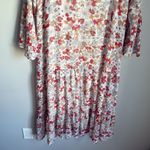 Natural Life  Sheer Multi Floral V-Neck Tiered Long Bell Sleeve Maxi Dress XS Photo 3