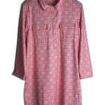 Vineyard Vines Dress Womens 2XL Pink Geo Print 3/4 Sleeve Tunic Pockets Photo 0