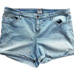 Ava & Viv Women’s Plus Size 20W Blue Denim Cuffed Mid Rise Midi Jean Shorts Photo 0