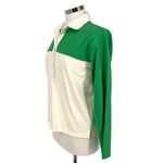J.Crew Long Sleeve Polo Shirt in Colorblock Green Ivory Cream Size XS Photo 3