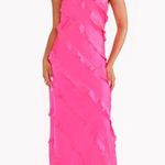 Show Me Your Mumu  Romance Ruffle Dress in Vivid Pink Luxe Satin XL Photo 2