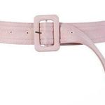 Japanese Pastel Lilac Purple Thick Big Rectangular Formal Fabric Buckle Belt Photo 0