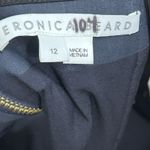 Veronica Beard  Top Size 12 Navy Blue Ziene Button-front Tube Top Strapless Photo 5