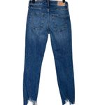 ZARA The Skinny Leg Low Rise Distressed Ankle Jean Frayed Hem 4 Dark Blue Wash Photo 3