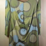 NOM 70s Retro Disco Geometric Dress Women's Medium Multicolor Knee Length Formal Green Photo 0