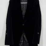 frame denim FRAME Womens Velour Blazer Jacket 4 Black Career Single Button Lined Velvet Photo 0