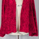 Connected Apparel  Red Crushed Velvet Open Front Cardigan Jacket Photo 9