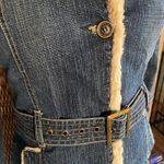 Size S//Vintage Y2K Denim Penny Lane Coat Faux Fur Trim Blue Photo 5