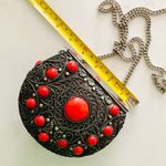 Vintage (VTG) Antique Metal Sajai Mini Purse, Red Stones Photo 4