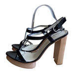 Bettye Muller  patent leather black platform formal prom quince wedding size 8.5 Photo 0