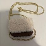 Sherpa Crossbody Chain Mini Bag Coinpurse Brown Cream Photo 3