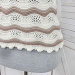 Jessica Simpson ‎ Y2K Crochet Flutter Sleeve Striped Top Cream Tan Small Boho Photo 5