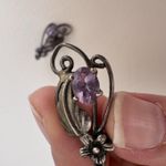 Vintage Sterling Silver Amethyst Orchid Feather Southwestern Drop Earrings Estat Photo 5