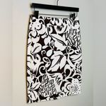 Max Mara Brown White Black Floral Print Pencil Midi Skirt Size 8 Photo 2