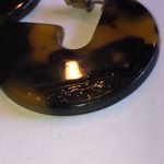 Tortoise Shell Pattern Retro Boho Lucite Hoop Earrings Black Photo 1