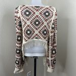 House of Harlow 1960 Pullover Sweater Cropped Crochet Fringe Long Sleeve Sz OS Photo 3