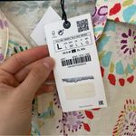 ZARA Button Down Shirt L NWT Summer Print Linen Blend Bohemian Photo 12